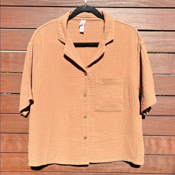 stars above Tops - Women’s Cotton Waffle Knit Tan Shirt